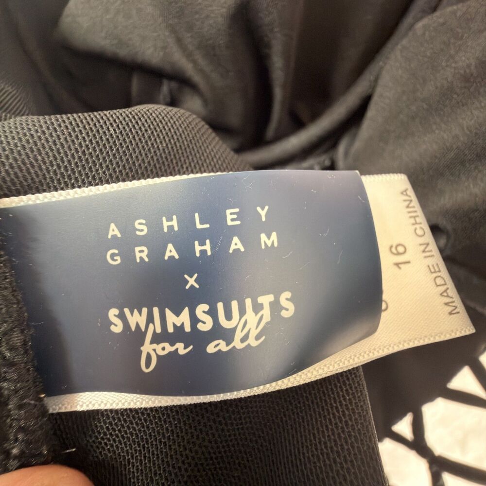 ashley graham x swimsuits for all black one piece swimsuit sz 16 lattice cutout - Picture 5 of 7